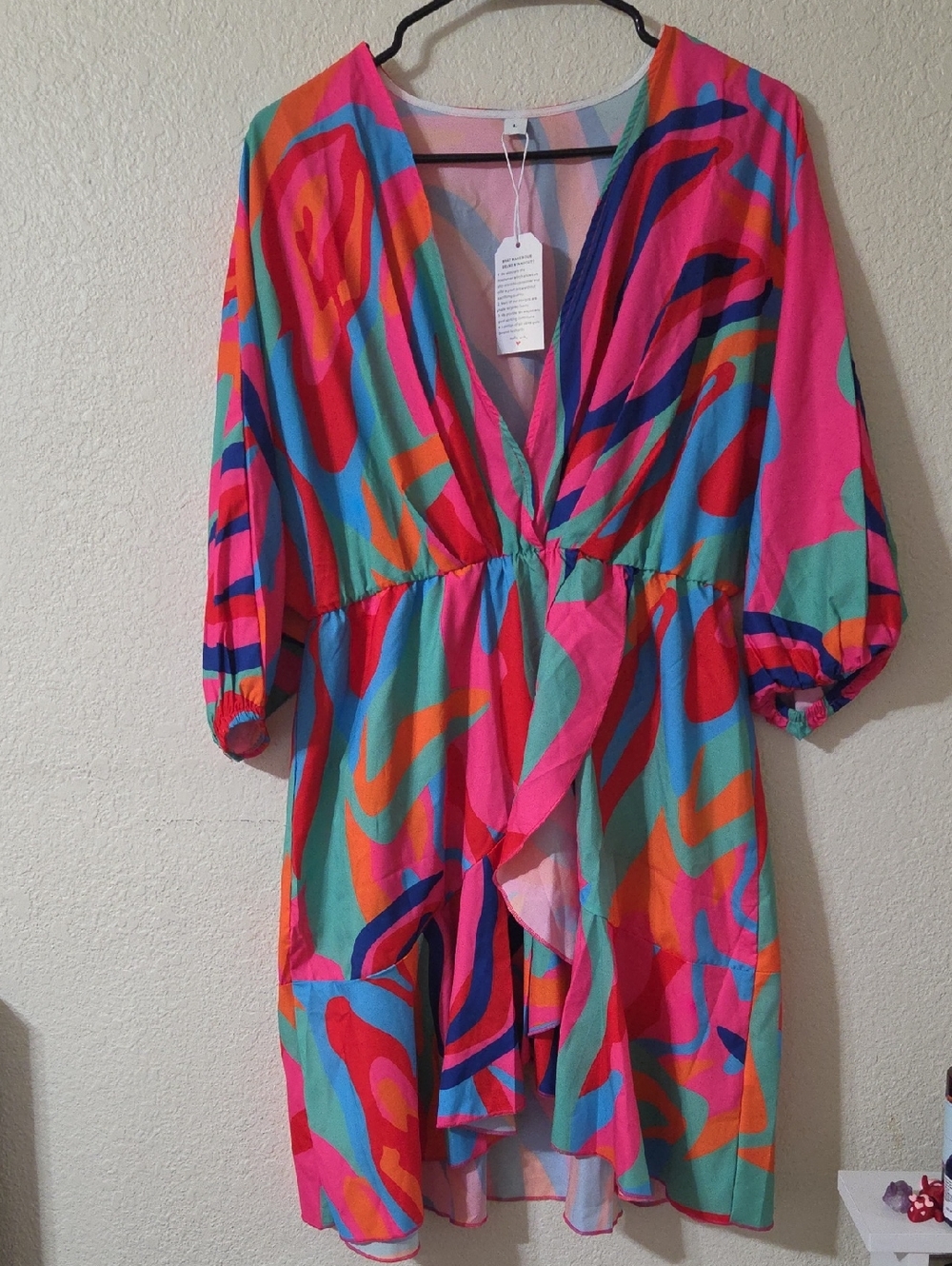 Vibrant Multicolor Tie-Front Mini Dress